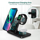 Carregador por Indução 3 em 1 para iPhone 14 13 12 11, AppleWatch e AirPods